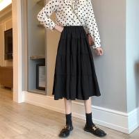 ราคา COD SDFSDRGBWWW New White Halfskin Dress Summer High Waist Slim Mid length Cake Skirt Chiffon Small Children A line Skirt (20244122823)