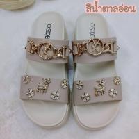 ราคา รองเท้าแตะแฟชั่น แต่งอะไหล่สีทอง เพชรวิ้งๆ พื้นหนา 5 ซม นุ่ม ใส่สบาย (18473802773)