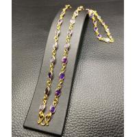 ราคา สร้อยคอสีทองลายสังวาลย์เม็ดสีม่วงสดเงาสวย ยาว 24 นิ้ว สวมหัวได้ N1291 (14463690561)