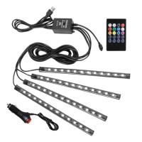 ราคา Car LED Light Strips LED Lights For Car Interior Automotive Interior LED Ambient Light USB Ignition Adapter DC 12V Car Interior Accessories Home Decor smart (16177169027)