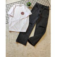 ราคา กางเกงยีนส์งานป้าย เสื้อพื้นสีขาวปักอาร์ม Style vintage (14016925798)