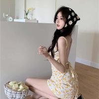 ราคา พร้อมส่ง เดรสสั้นสำหรับผู้หญิง ชุดเดรสสไตล์เกาหลีกระโปรงลายดอก ชุดสายฝอ (19694375058)