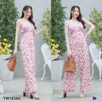 ราคา TW18344 jumpsuit จั้มสูทสายเดี่ยว ขายาว พิมพ์ลาย (17442718809)