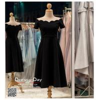 ราคา ชุดราตรีออกงาน ชุดเดรสออกงาน ชุดราตรีสั้นมีแขน BB032 BLK ชุดแซก ชุดราตรี สีดำ แขนสั้นเรียบหรูเหมาะใส่ออกงานกลางคืน งานคอกเทล กระโปรงบา (15967472992)