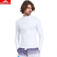 ราคา SBART บุรุษสกิน UPF 50 แขนยาวอาทิตย์ Rashguard เสื้อท็อปส์ว่ายน้ำท่องดำน้ำดูปะการังดำน้ำ Tee พื้นฐานชั้น W Etsuit สีขาว (15190397296)