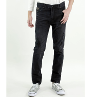 ราคา กางเกงยีนส์ ยืด ผู้ชาย ทรงกระบอกเล็ก สีดำ เจียขาด MEDIA JEANS SN SS22 6 (7184864727)