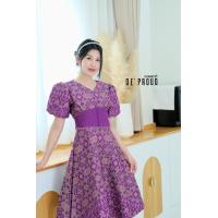 ราคา DeProud เดรสผ้าไทย เดอพราวด์ รุ่น Grand สีม่วง เดรสผ้าทอลายไทย เดรสลายไทย GRAND 05 (19128792082)