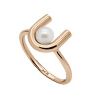 ราคา A CEMI Horseshoe Pearl Ring มุกแท้ แหวนมุกแท้ แหวนเงินแท้ ชุบทอง 18K โรสโกลว์ (7479481757)