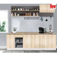 ราคา SHOP NBL เคาน์เตอร์ครัว OLIVIA 240 Cm MODEL OL 240 D ดีไซน์สวยหรู สไตล์เกาหลี 5 ประตูบานเปิด 2 บานเปิดบน สินค้ายอดนิยมขายดี แข็งแรงทนทาน ขนาด 240x60x82 Cm (14927758973)