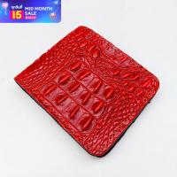 ราคา กระเป๋าสตางค์หนังวัวแท้ ลายจระเข้นูน สีแดง กระเป๋าตังค์ 2 พับสั้นแฟชั่น เป็นหนังวัว อัดลายจระเข้ เกรดพรีเมี่ยม (17729207435)