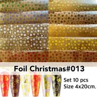 ราคา 10ชิ้น ฟอยล์ลอกลาย ฟอยล์คริสมาส คริสมาส ฟอยล์แต่งเล็บ Nail Stickers Winter Christmas Nail Foils (21070095218)