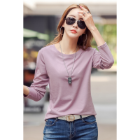 ราคา เสื้อยืดแขนยาวสีพื้นผ้าฝ้ายคอกลมสำหรับผู้หญิง2023สไตล์เกาหลีแบบใหม่เสื้อทรงหลวมเสื้อกระชับสัดส่วน (20742317081)