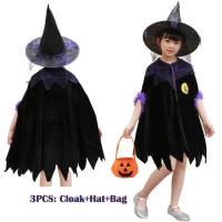 ราคา เด็กสาวฮาโลวีนแม่มดสีม่วงเครื่องแต่งกายเด็กคอสเพลย์หมวกสีแดงชุดเจ้าหญิงพรรคคอสเพลย์ชุดเคปกับถุงฟักทอง (20545982502)
