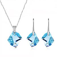 ราคา High Quality Wedding Jewelry Sets Crystal from Swarovski Geometric Pendant Necklace Drop Earrings For Women 2018 Christmas Gifts (11314636084)