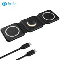 ราคา เวอร์ชันอัพเกรด Brifit 3 ใน 1 เครื่องชาร์จไร้สายแบบพับได้แผ่นชาร์จแบบไร้สายแม่เหล็กที่เข้ากันได้กับ iPhone 14 pro max plus 13 12 Apple Watch Airpods Pro White พร้อมแสงกลางคืน (19185241525)