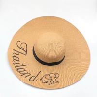 ราคา หมวกสานปีกกว้าง ปักลาย Thailand หมวกแฟชั่นหญิง หมวกกันแดด (1238974782)