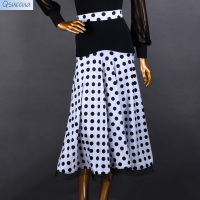 ราคา เดรสยาวชุดเต้นปลายก้นกระโปรงเต้นรำทันสมัยสำหรับผู้หญิงพิมพ์ลายเสือดาวลายจุดสีขาวสีดำชุดเต้นรำละติน (19932403163)