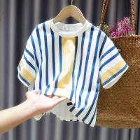 ราคา GOFATOO เด็กฤดูร้อนแขนสั้นเสื้อยืดเด็กเวอร์ชั่นเกาหลีผ้าฝ้ายลายครึ่งแขนด้านบนเสื้อผ้าเด็ก เสื้อเชิ้ตแขนสั้นผู้ชาย (15468497075)