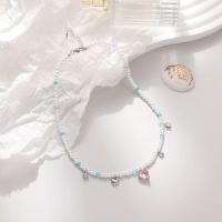 ราคา สร้อยคอคริสตัลเพิร์ลจี้หัวใจเพทายสีชมพู (20298790423)