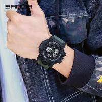 ราคา SANDAกันน้ำชายนาฬิกาข้อมือนาฬิกากีฬาSuper Luminousแฟชั่นLEDกลางแจ้งAnalogทหารMulti Functionนาฬิกาผู้ชาย (5851108473)