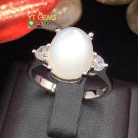 ราคา แหวนมุกดาหาร มูนสโตน แหวนเงินแท้ ชุบทองคำขาว พลอยมุกดาหารแท้ YTG 7856 (17457315043)