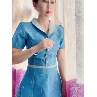 ราคา ชุดเงินใบมะกอก ใส่กับผ้าไทยสีฟ้า (20713288826)