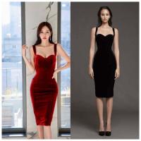 ราคา เดรสกำมะหยี่เข้ารูป สายเดี่ยวเส้นใหญ่ อกทรงบราเน้นเนินอก ทรงสวย เสริมฟองน้ำคัตติ้งสวยเข้ารูปเก็บทรง (19868484909)