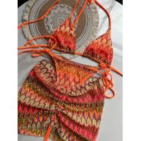 ราคา Zigzag บิกินี่ชุดว่ายน้ำสามชิ้นพร้อมกระโปรงถักบิกินี่ชุดว่ายน้ำ Push Up Beachwear (19843023540)