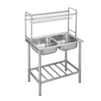 ราคา Dyna home อ่างล้างจาน แบบ 2 หลุม ไม่มีที่พักจาน มีชั้นวาง มีขาตั้ง ซิงค์ล้างจาน DH 8050 GB แถม ก๊อกน้ำ (19616850143)