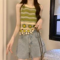 ราคา เสื้อกล้ามครอปสั้นถักไหมพรม ตกแต่งพู่ถักห้อยๆ สินค้าพร้อมส่ง 91099 C (19776096740)