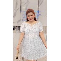 ราคา 993 B ชุดเดรสสาวอวบลายดอก รุ่นเปิดไหล่ ชุดเดรสลายดอกน่ารัก (13107375818)