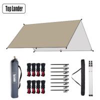 ราคา TopLander ฟลายชีท ผ้าใบ ผ้าใบกันฝน อุปกรณ์ ครบชุด เต้นท์แคมปิ้ง ผ้าคลุมเต้นท์ สำหรับกันฝน กันแดด พร้อมเสา2ต้น (15801587858)