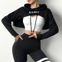 ราคา Women Crop Top Sports Shirts Long Sleeve with Hat Yoga Sweatshirt Sports Fitness Gym Workout Shirts (11308072853)