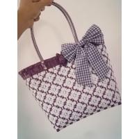 ราคา กระเป๋าแฮนด์เมค กระเป๋าสานพลาสติก สานจากเส้นพลาสติกตราลูกโจ้ ขนาด26 9สูง26เซนติเมตร (20460030843)