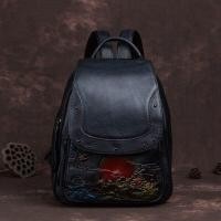 ราคา Aidrani กระเป๋าเป้สะพายหลังของรองเท้าหนังแท้สตรีย้อนยุคนูนแฟชั่นกระเป๋าสะพายหลังหนังวัวความจุมาก (20918068638)