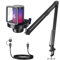 ราคา MAONO DGM20S Boom arm USB คอนเดนเซอร์ไมโครโฟน RGBการตัดเสียงแบบแตะช่องเสียบหูฟังการควบคุมมอนเตอร์สำหรับการบันทึกสตรีมการเล่นเกม (20948309824)