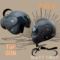 ราคา หมวกกันน็อคเต็มใบยกคางAvex รุ่น top gun ทรงนักบิน สไตล์วินเทจ คลาสสิก ยกคางพับเก็บข้างหลังได้ สีดำด้าน เทาด้าน ฟรีไซร์ L 60cm (18501411352)