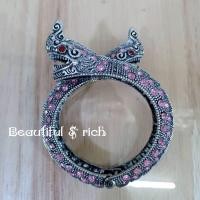ราคา กำไลข้อมือพญานาค กำไลข้อมือพญานาคสีเงินรมดำประดับพลอย เครื่องประดับพญานาค (14490668587)