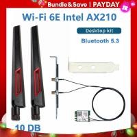 ราคา 3000Mbps Wi Fi 6E Intel AX210 Bluetooth 5 3 Desktop Kit Wifi 6 AX200 Card 10DB Antenna 802 11ax 2 4G 5Ghz 6Ghz AX210NGW Adapter (20304913270)