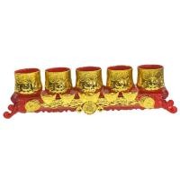 ราคา ชุดถ้วยไหว้ ถ้วยน้ำชา ไหว้เจ้า ชุดน้ำชา ไหว้เจ้า แก้วน้ำสีแดงถาดถวายพระ ถ้วยน้ำชา 5ใบ 3ใบ พร้อมฐาน งานอคิลิกเกรดA (19704117342)
