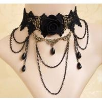 ราคา Gothic Lace Choker Necklace Vintage inspired Halloween Necklace Steampunk Halloween Choker Black Beaded Flower Choker Vintage Lace Choker Necklace (19958776861)