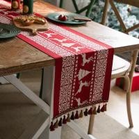 ราคา Christmas Table Runner with Tassels Yarn dyed Jacquard Xmas Snowman Table Cloth Table Runner for Dining Home Table Decoration (20064024884)