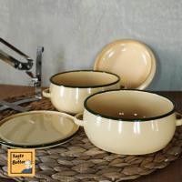 ราคา ปิ่นโตเคลือบ ปิ่นโตวินเทจ ปิ่นโตใส่อาหารน่ารัก 2 ชั้น ขนาด 12 ซม สีเหลือง สีขาว สีเขียว (621244608)