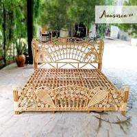 ราคา Anusarin เตียงหวาย รุ่น Belle Bed หวายแท้ทั้งตัว ทำสีธรรมชาติ สำหรับที่นอน 6 ฟุต Heart Shaped Headboard in Natural Matte (20702083169)