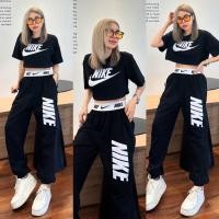 ราคา เซทเสื้อครอปคอกลมแขนสั้น สกรีน กลางอก มาพร้อมกางเกงขายาวจั้มปลาย ชุดเซต ชุดเซ็ท Yunaka (20327337172)