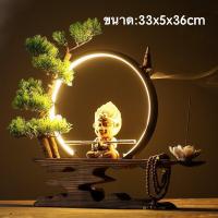 ราคา หิ้งพระโมเดิร์น โคมไฟนำ้ตก เตากำยานดอกบัว ควันนำ้ตก แถมกำยานพรีเมียม10ดอก แท่นวางพระพร้อมรัศมี (19723877413)