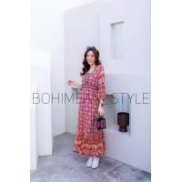 ราคา ชุดเดรสยาวผ้าสปันพิมพ์ลายสไตล์โบฮีเมียน ใส่เที่ยวทะเล ภูเขา คาเฟ่ถ่ายรูปสวยๆ เดรสสาวอวบ รอบอก40 44 (14692578571)