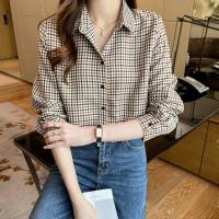 ราคา เสื้อเชิ๊ตผ้าชีฟองลายสก๊อตสำหรับผู้หญิงใหม่แขนยาวพิมพ์ลายเสื้อสตรีคอปกทรงหลวมลำลองใส่ได้กับทุกชุดเสื้อผ้าแฟชั่นเสื้อเรโทร (20427741358)