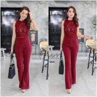 ราคา B9982 Set 2 ชิ้น เสื้อลูกไม้แขนกุด กางเกงเอวสูงขายาว Set of 2 pieces Sleeveless lace top high waisted long pants (11322367736)