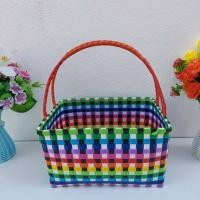 ราคา กระเช้าสานเส้นพลาสติก ตะกร้าสานเส้นพลาสติก ตระกร้าสานเส้นพลาสติก ที่จับโครงลวด หลายขนาด วัดจากขอบปากตะกร้า (12294255178)